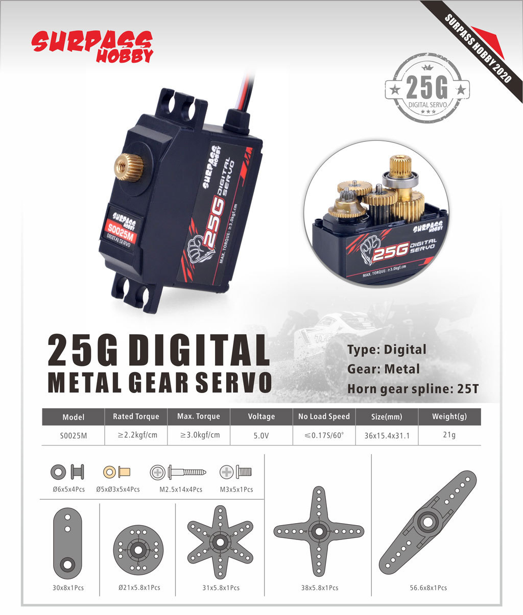 5PCS Surpass Hobby S0025M Meta - đánh giá và giá Rc Hobby Wing